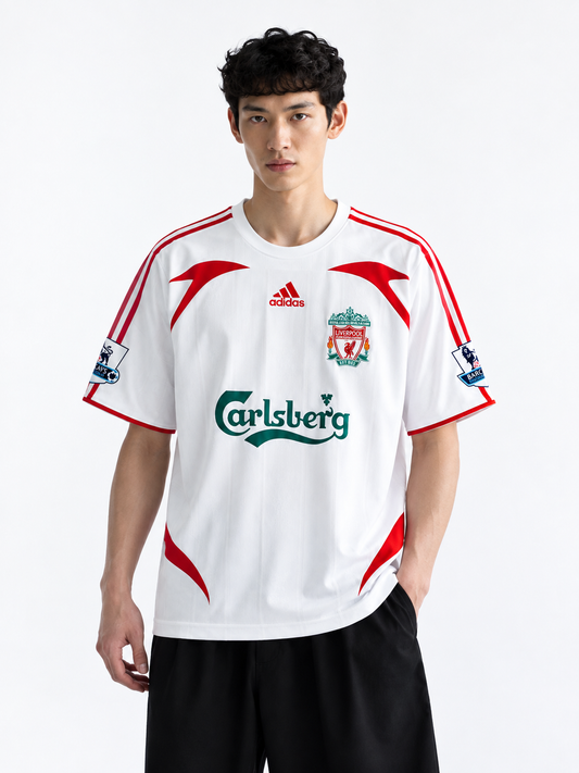 LIVERPOOL 2007/08 AWAY KIT FIVE SLEEVE EMBROIDERY TORRES