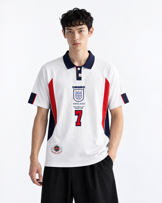 ENGLAND FIFA WORLD CUP 1998 HOME KIT EMBROIDERY BECKHAM