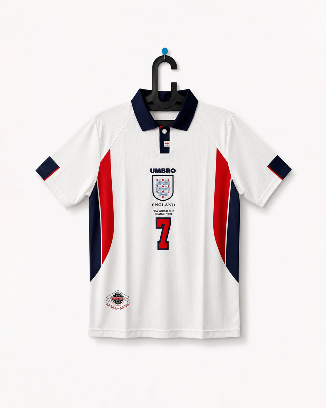 ENGLAND FIFA WORLD CUP 1998 HOME KIT EMBROIDERY BECKHAM