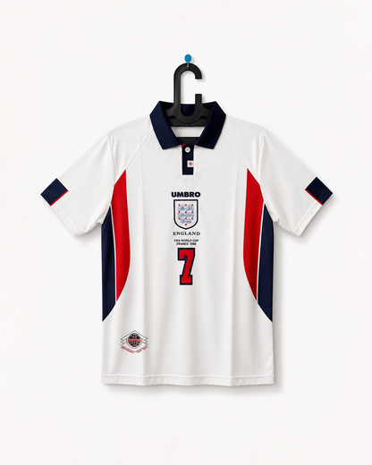 ENGLAND FIFA WORLD CUP 1998 HOME KIT EMBROIDERY BECKHAM