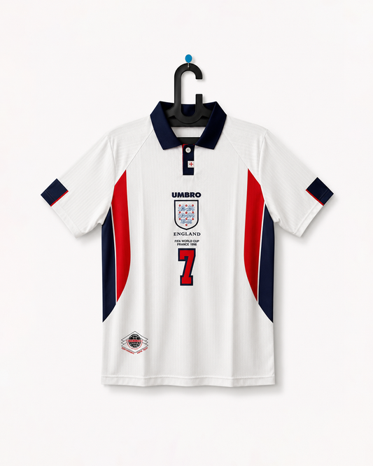 ENGLAND FIFA WORLD CUP 1998 HOME KIT EMBROIDERY BECKHAM